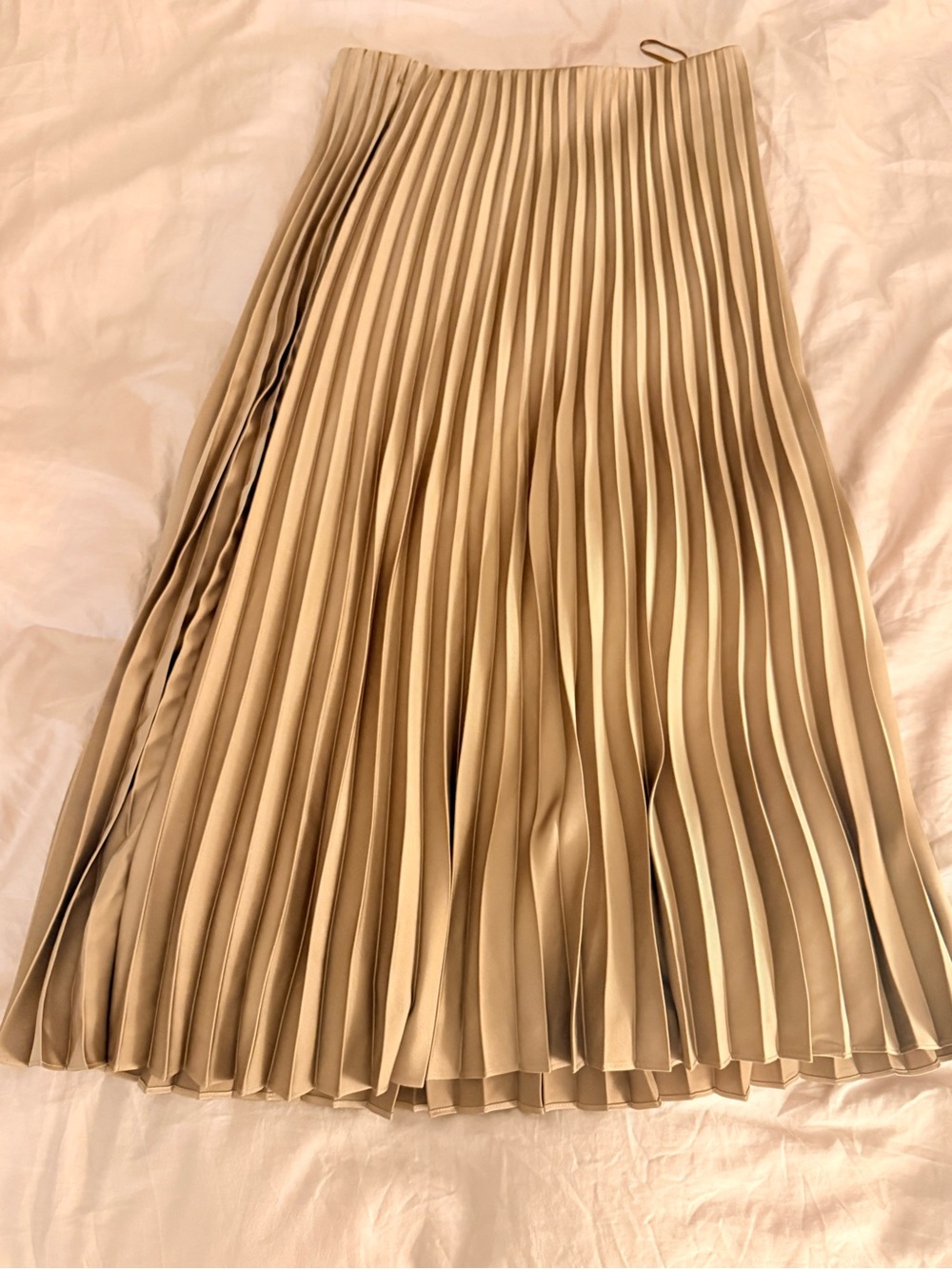 Pleated Midi Skirt in Gold